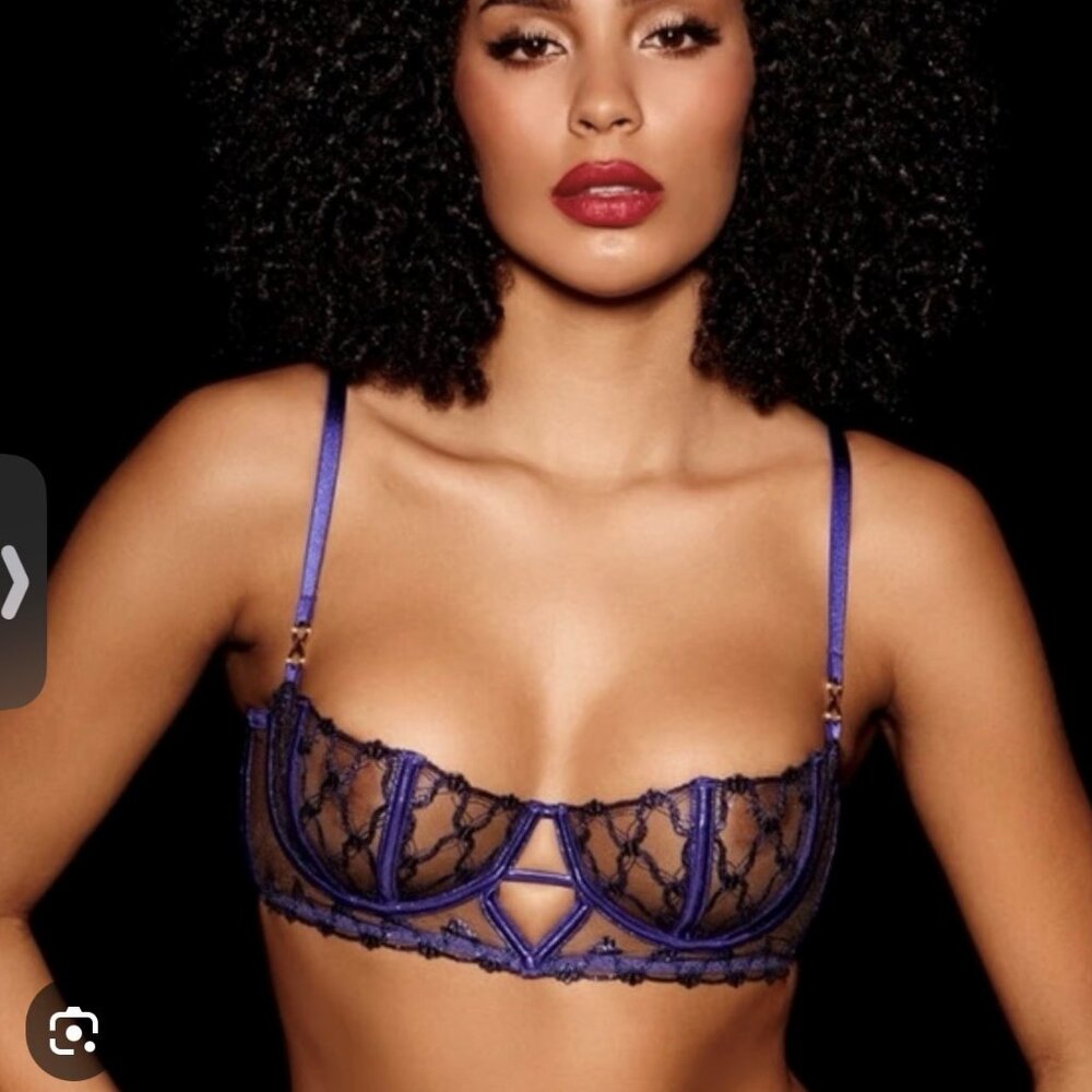 Honey Birdette Celeste Indigo Bra 36DD New with Tags